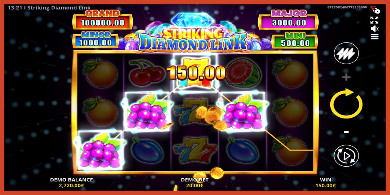 Slot skærmbillede: Striking Diamond Link intet depositum, antal - 4