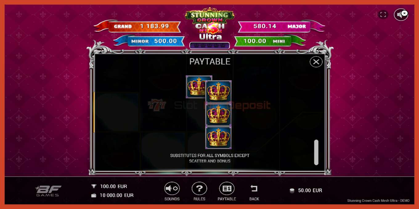 Slot screenshot: Stunning Crown Cash Mesh Ultra bez depozita, broj - 6