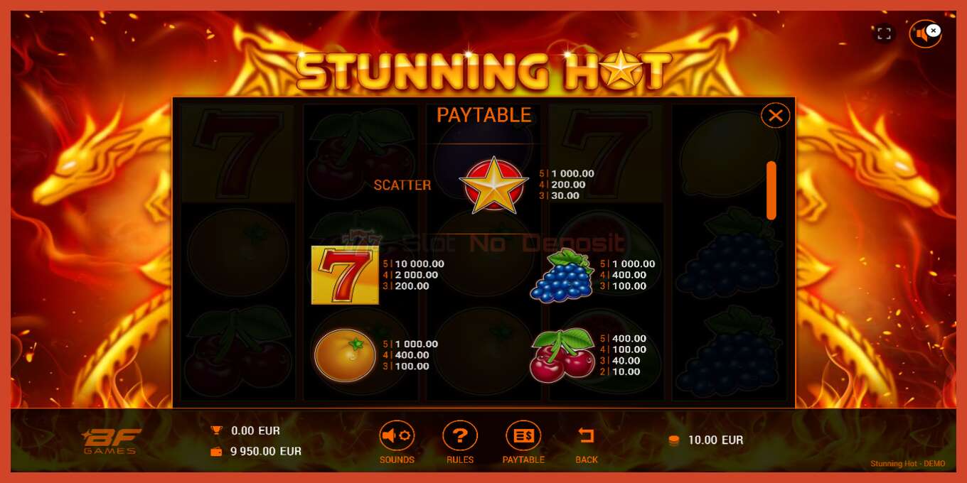 Slot screenshot: Stunning Hot no deposit, number - 6