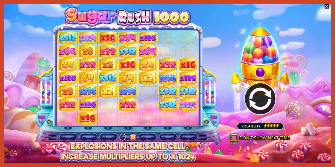 Slot screenshot: Sugar Rush 1000 no deposit, number - 1