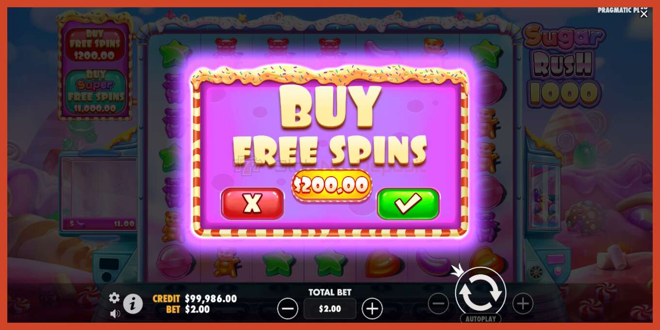 Slot screenshot: Sugar Rush 1000 no deposit, number - 5