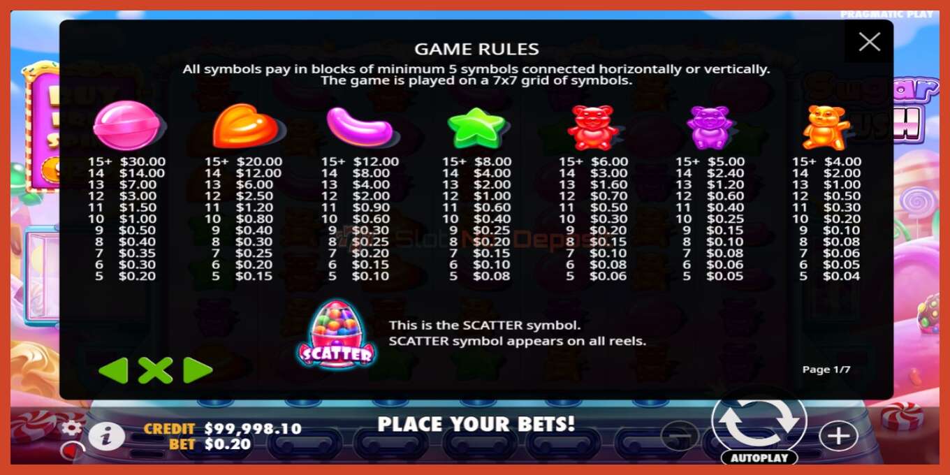 Slot screenshot: Sugar Rush no deposit, number - 4