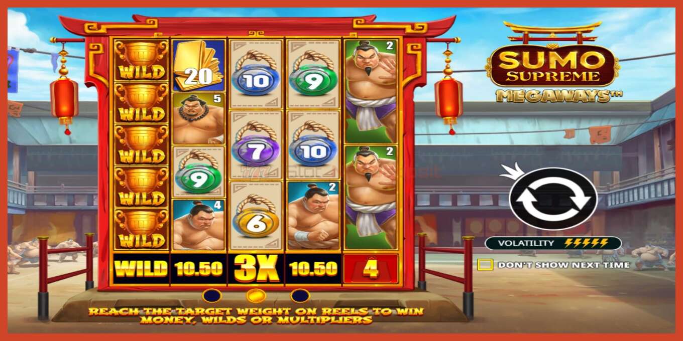 Slot screenshot: Sumo Supreme Megaways no deposit, number - 1