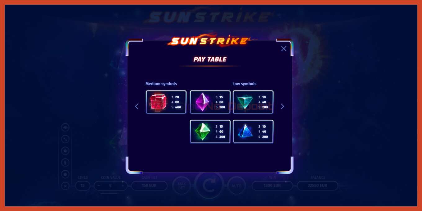 ສະລັອດຕິງ screenshot: Sun Strike ບໍ່ມີເງິນຝາກ, ເລກ - 6