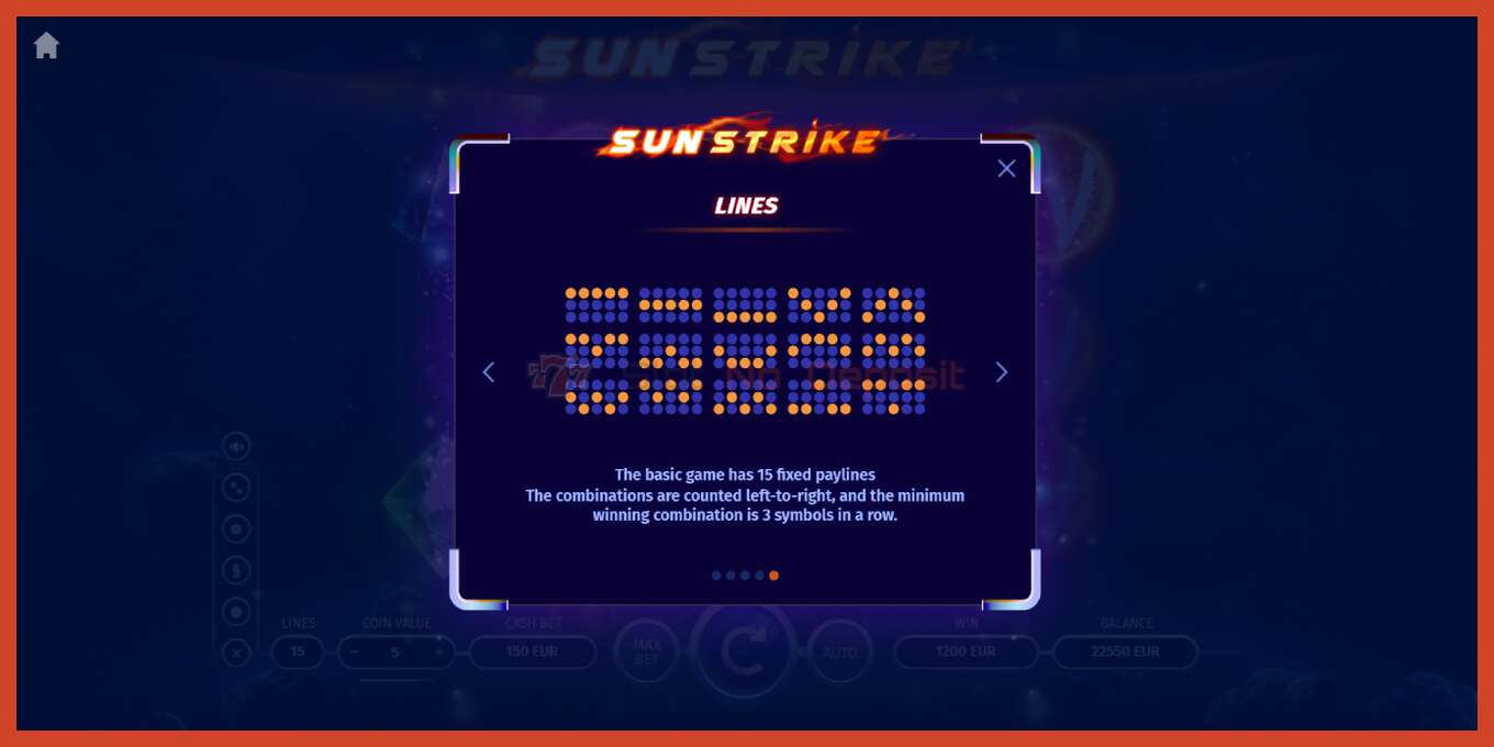 ສະລັອດຕິງ screenshot: Sun Strike ບໍ່ມີເງິນຝາກ, ເລກ - 7