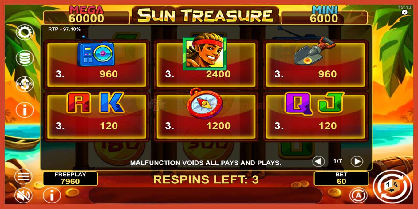 Tangkapan skrin slot: Sun Treasure Hold & Win tiada deposit, nombor - 5