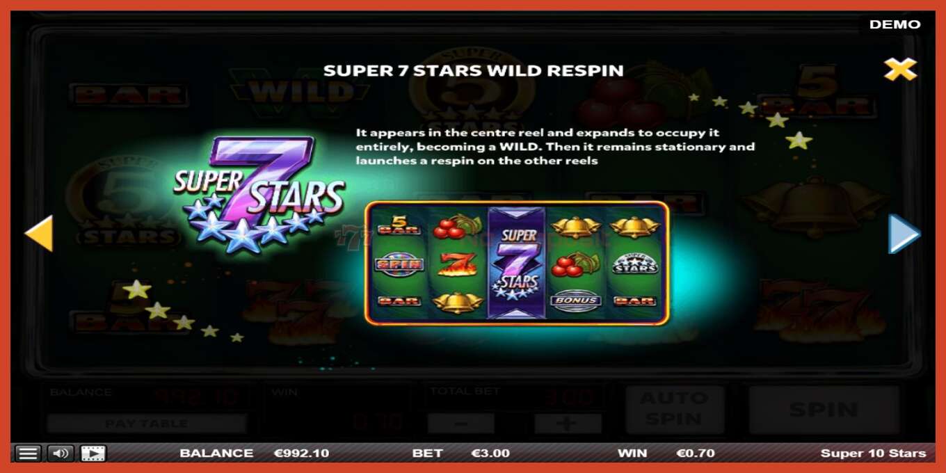 Slot screenshot: Super 10 Stars no deposit, number - 5