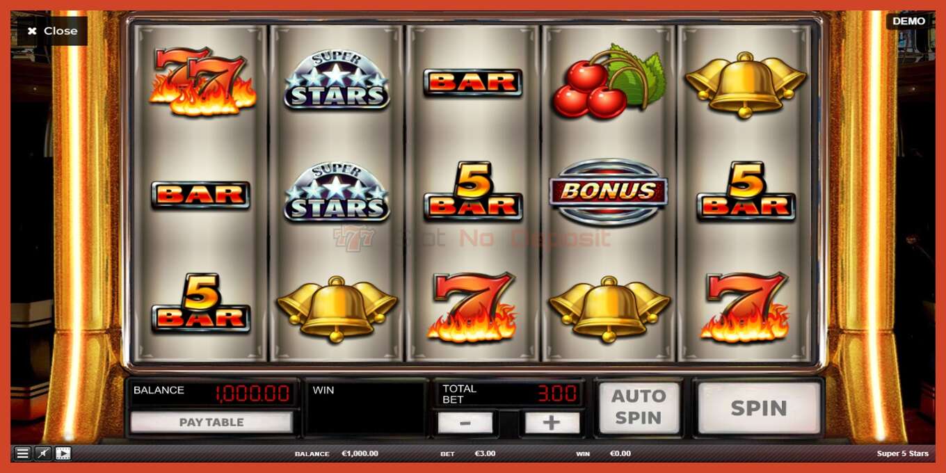 Slot screenshot: Super 5 Stars no deposit, number - 1