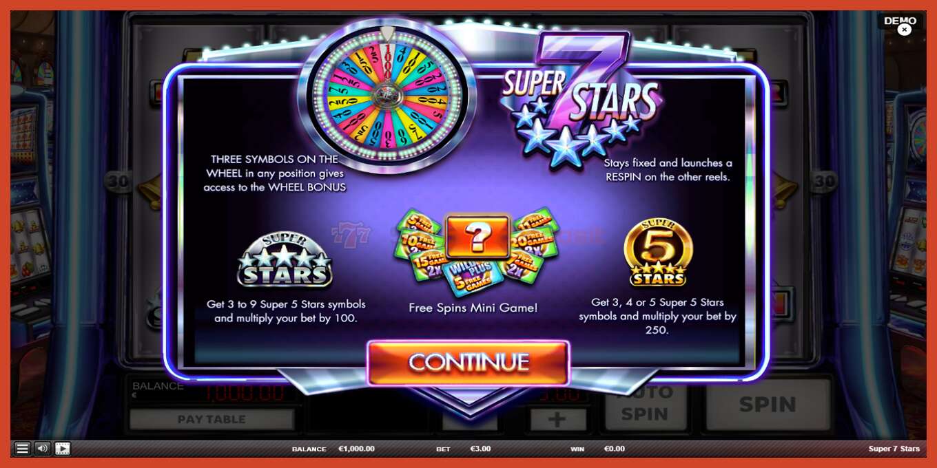 Slot screenshot: Super 7 Stars no deposit, number - 1