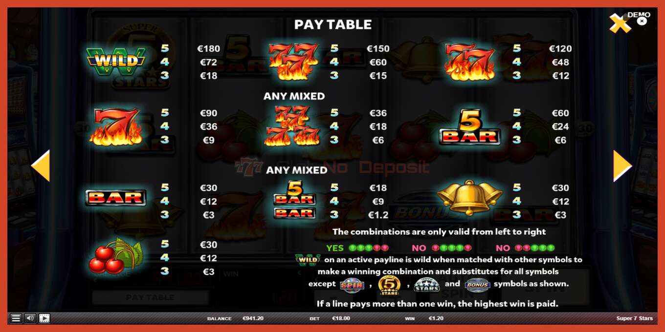 Slot screenshot: Super 7 Stars no deposit, number - 5