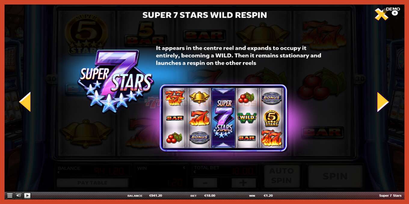 Slot screenshot: Super 7 Stars no deposit, number - 6