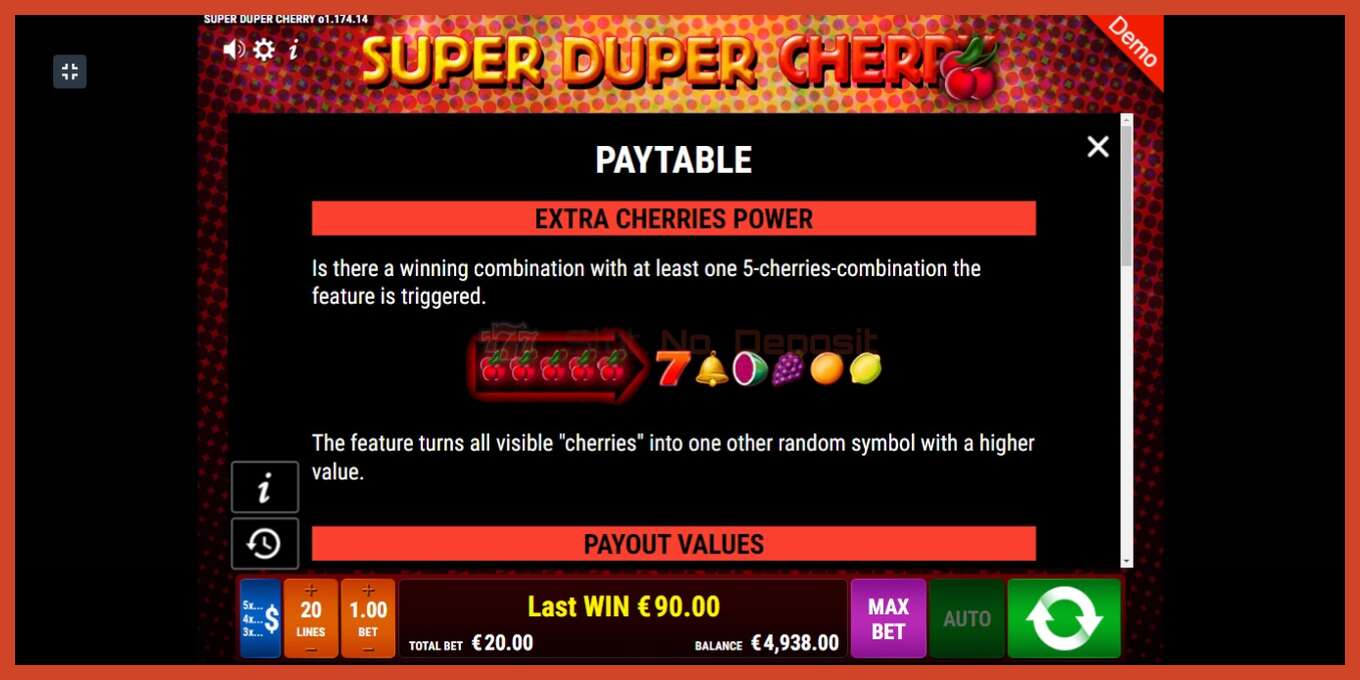 Slot screenshot: Super Duper Cherry no deposit, number - 4