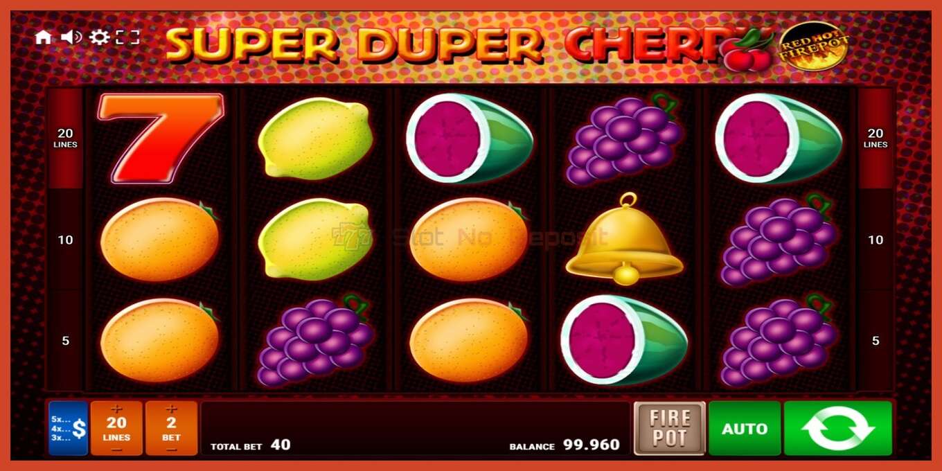 Slot screenshot: Super Duper Cherry Red Hot Firepot no deposit, number - 1