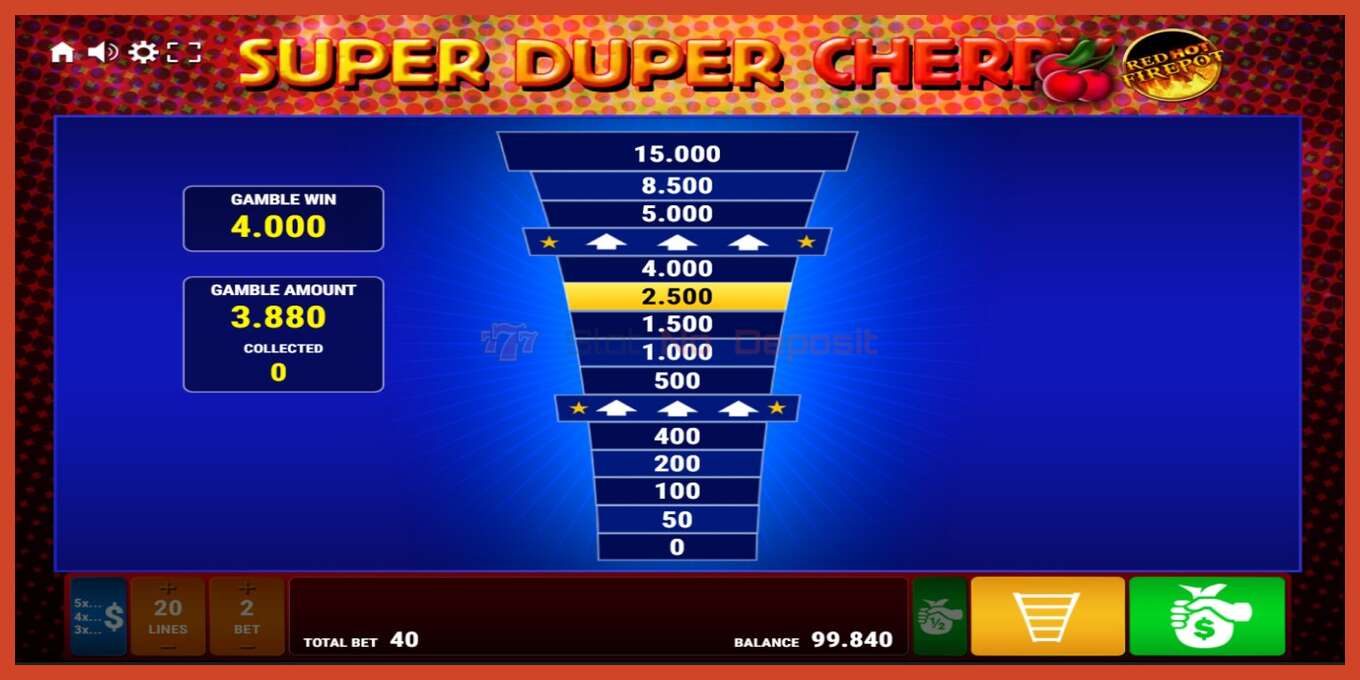 Slot screenshot: Super Duper Cherry Red Hot Firepot no deposit, number - 3