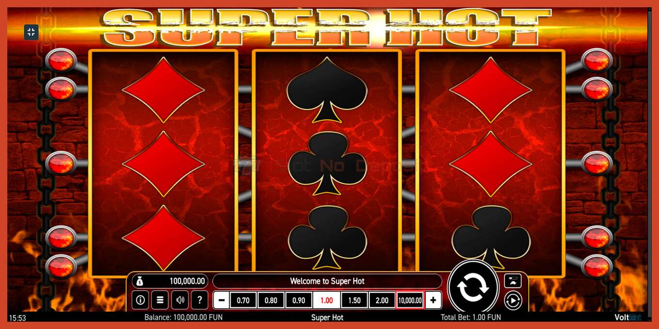 Slot screenshot: Super Hot no deposit, number - 1