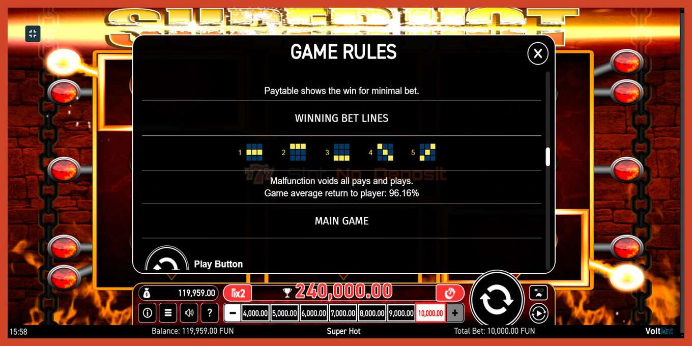 Slot screenshot: Super Hot no deposit, number - 7