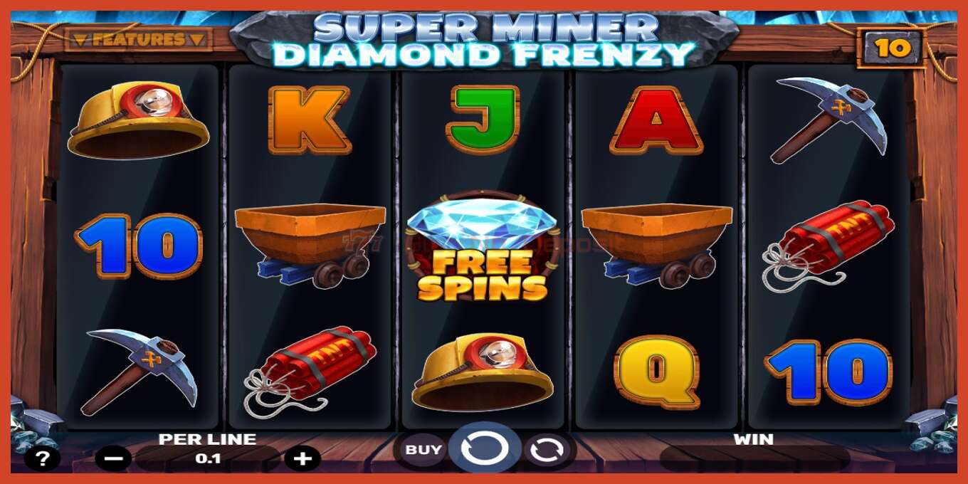 Slot screenshot: Super Miner - Diamond Frenzy no deposit, number - 1