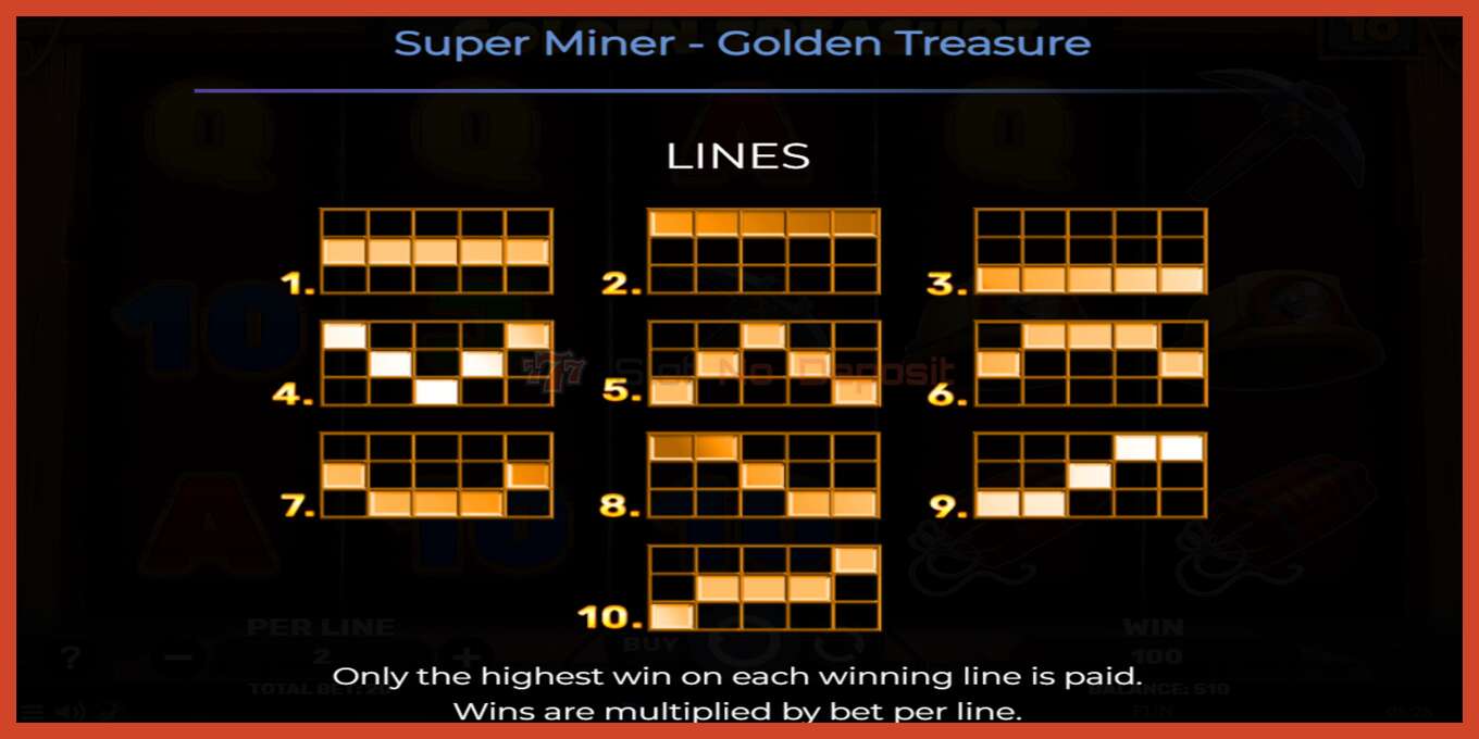 فتحة لقطة الشاشة: Super Miner - Golden Treasure لا إيداع, رقم - 7