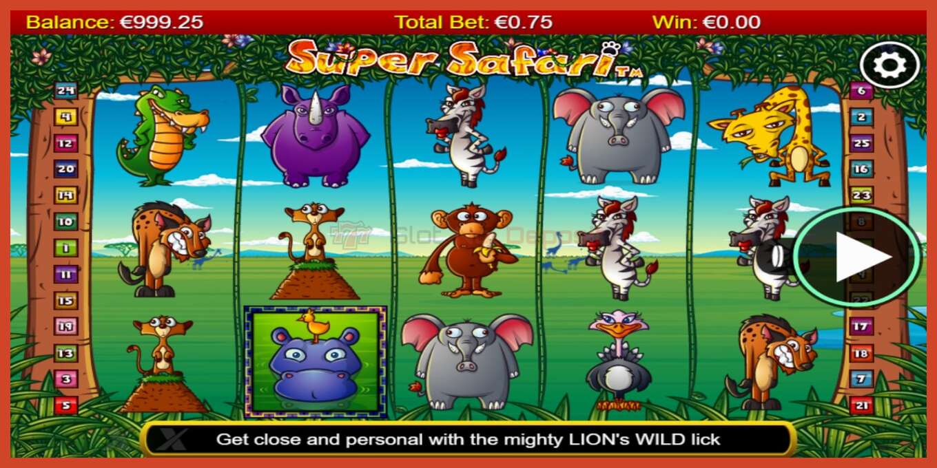 Slot screenshot: Super Safari no deposit, number - 1