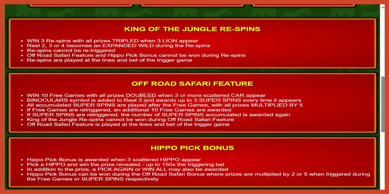 Slot screenshot: Super Safari no deposit, number - 4