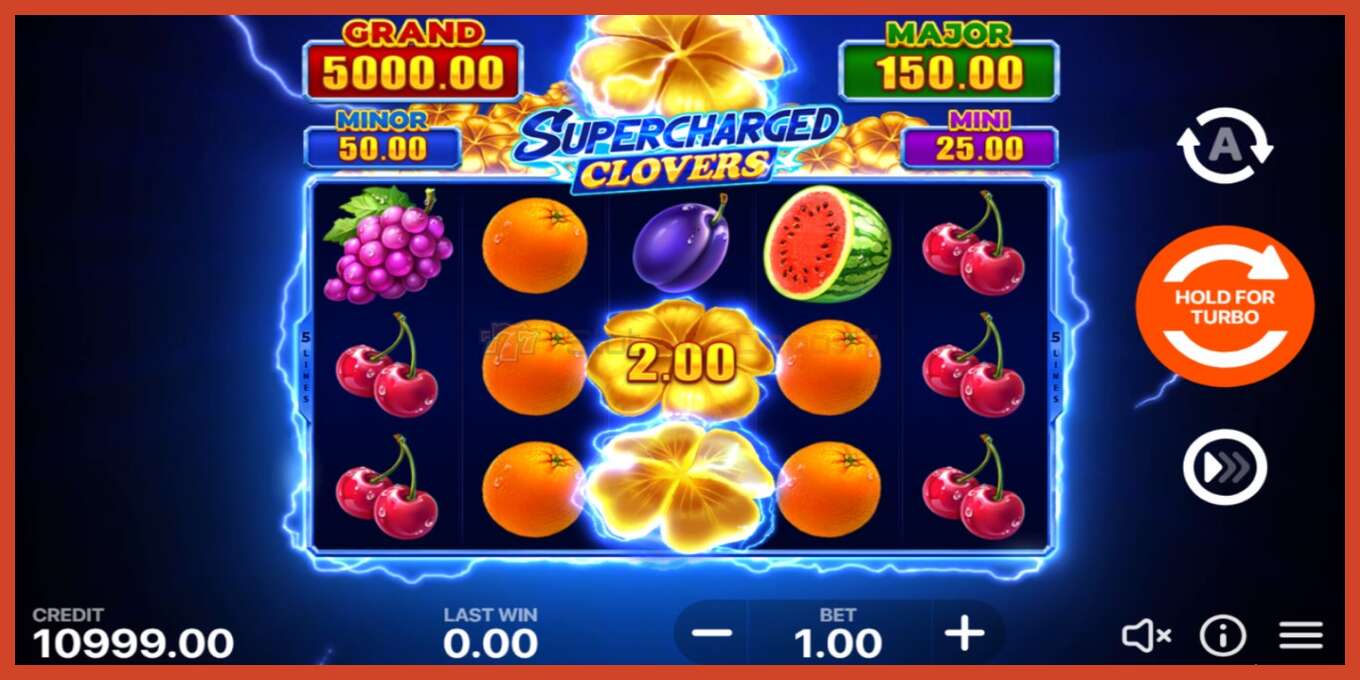 Slot screenshot: Supercharged Clovers: Hold and Win no deposit, number - 1