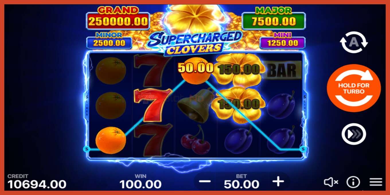 Slot screenshot: Supercharged Clovers: Hold and Win no deposit, number - 4