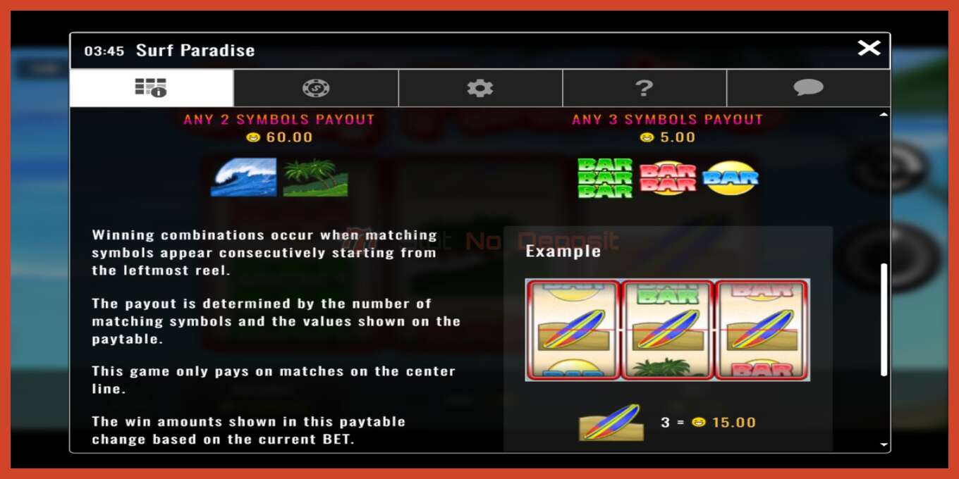 Slot screenshot: Surf Paradise no deposit, number - 4