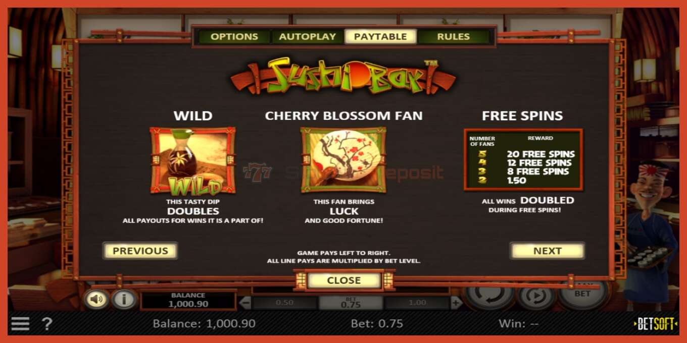 Slot screenshot: Sushi Bar no deposit, number - 4