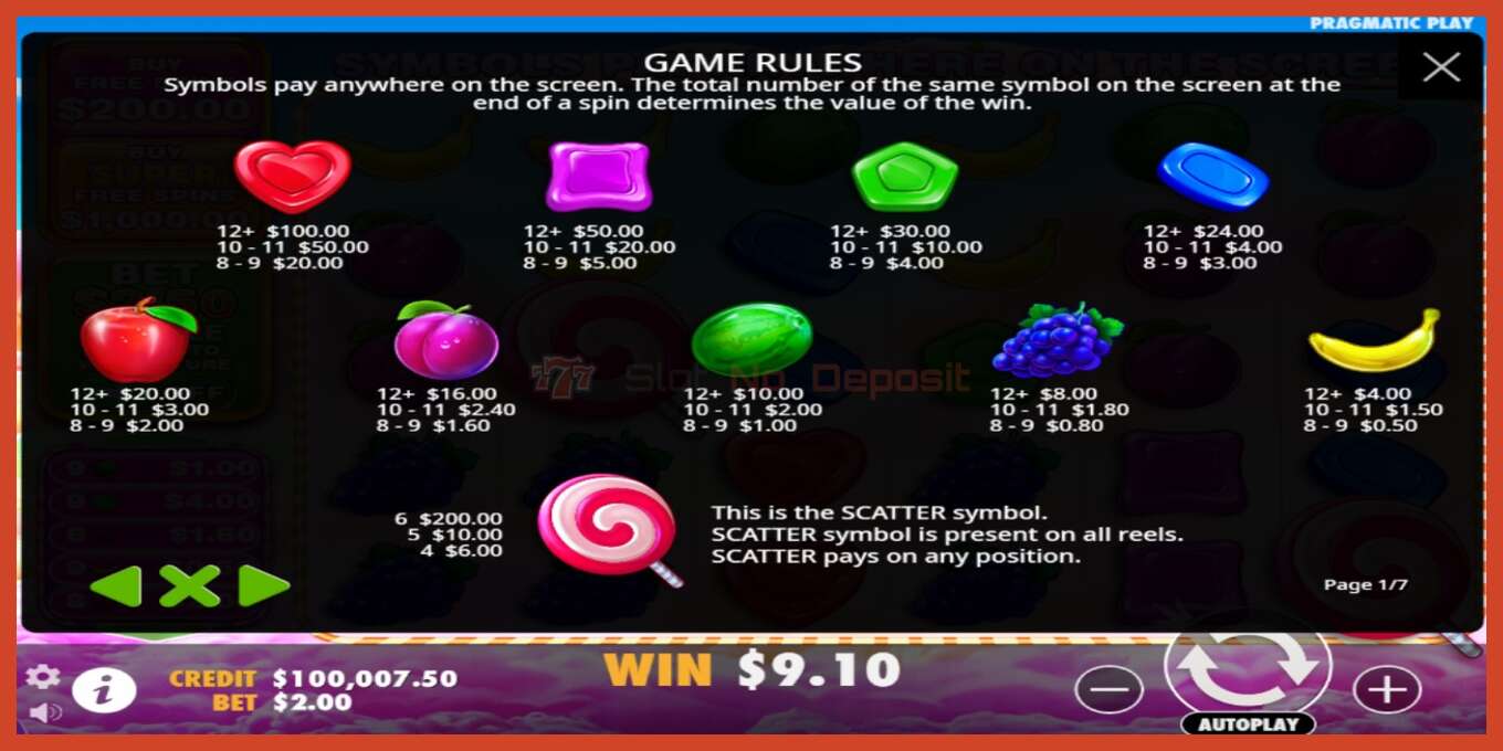 Slot screenshot: Sweet Bonanza 1000 no deposit, number - 4