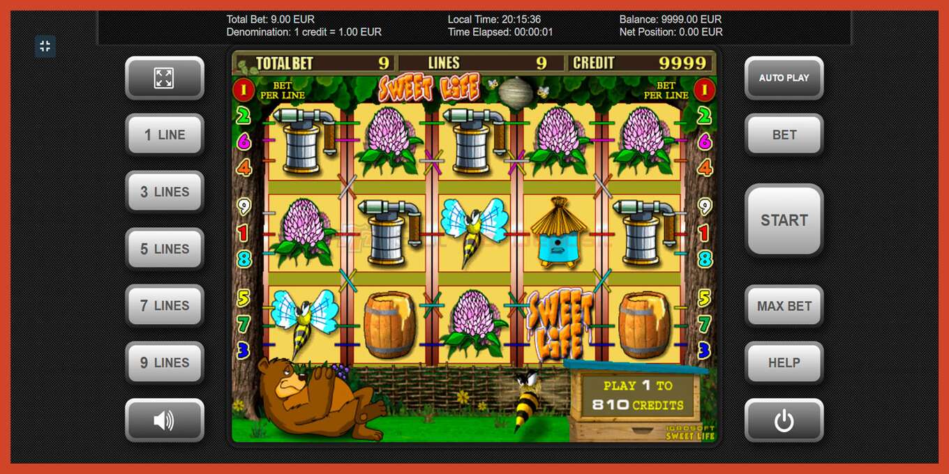 Slot screenshot: Sweet Life no deposit, number - 1