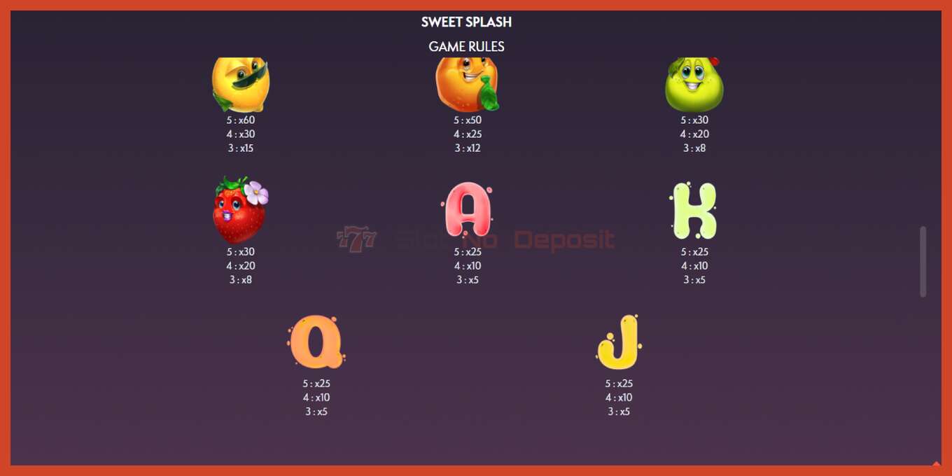 Slot skrinshoti: Sweet Splash depozit yoq, raqam - 6