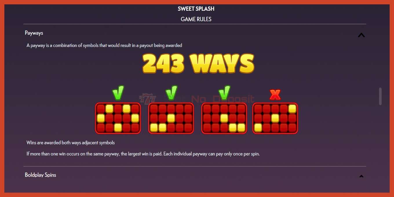 Slot skrinshoti: Sweet Splash depozit yoq, raqam - 7