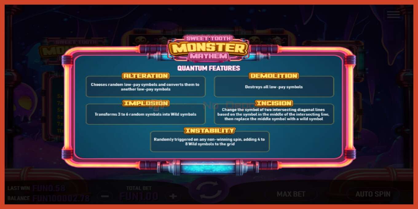 Slot screenshot: Sweet Tooth Monster Mayhem no deposit, number - 5