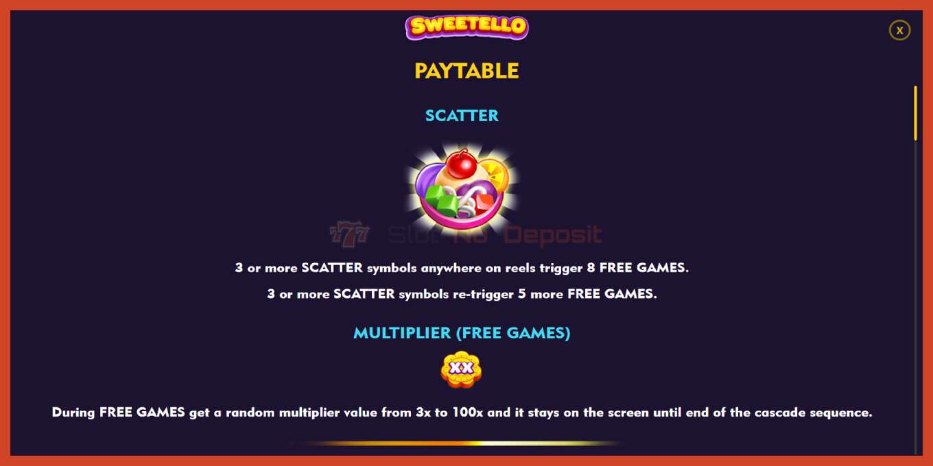 Slot screenshot: Sweetello bez depozita, broj - 5