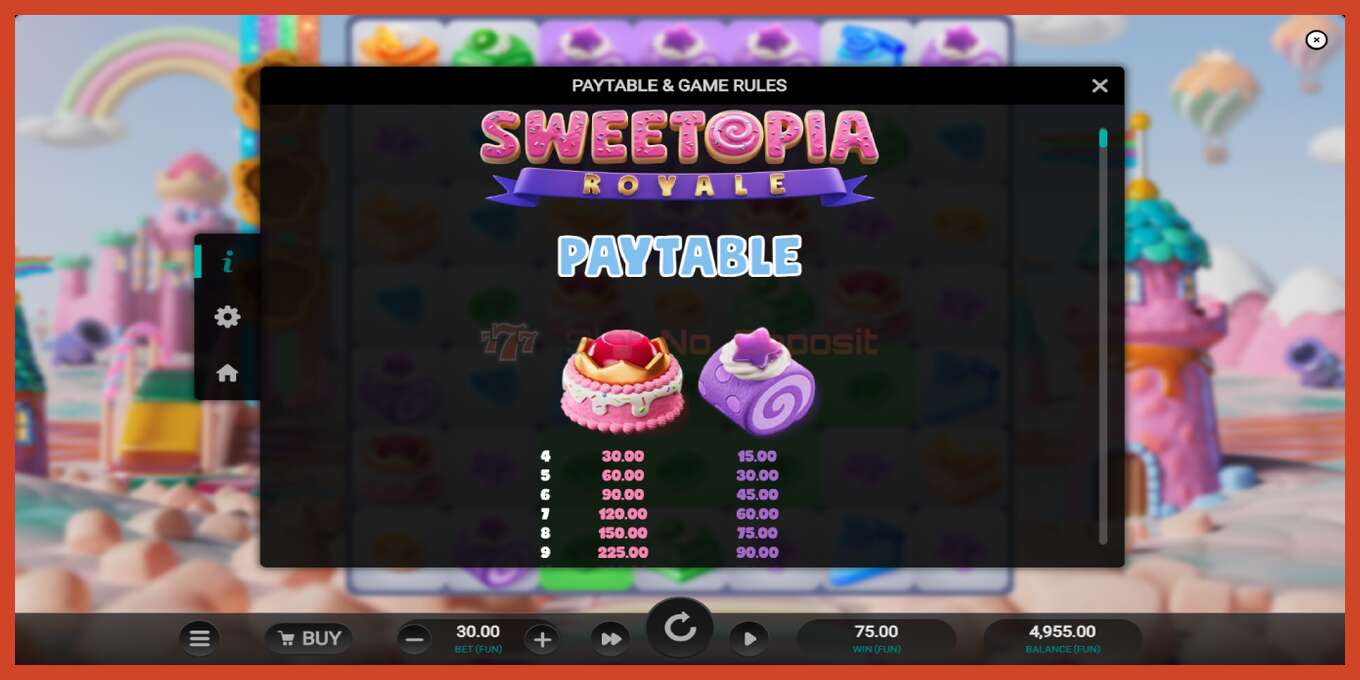 Captura de pantalla de la ranura: Sweetopia Royale sin deposito, número - 5