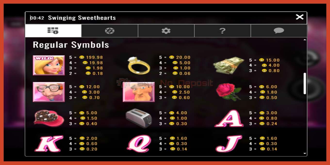 Slot screenshot: Swinging Sweethearts no deposit, number - 4