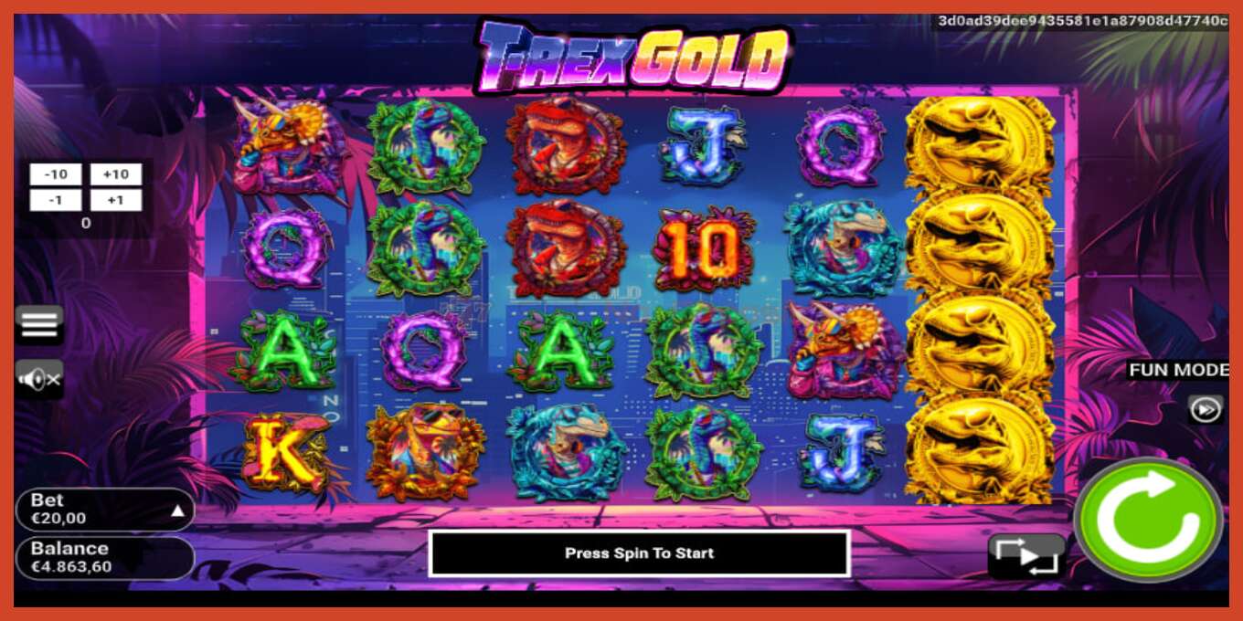 Slot screenshot: T-Rex Gold no deposit, number - 1