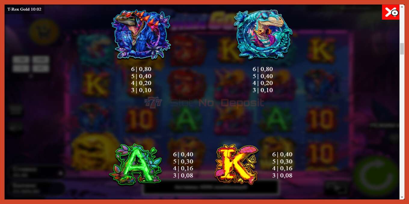 Slot screenshot: T-Rex Gold no deposit, number - 6