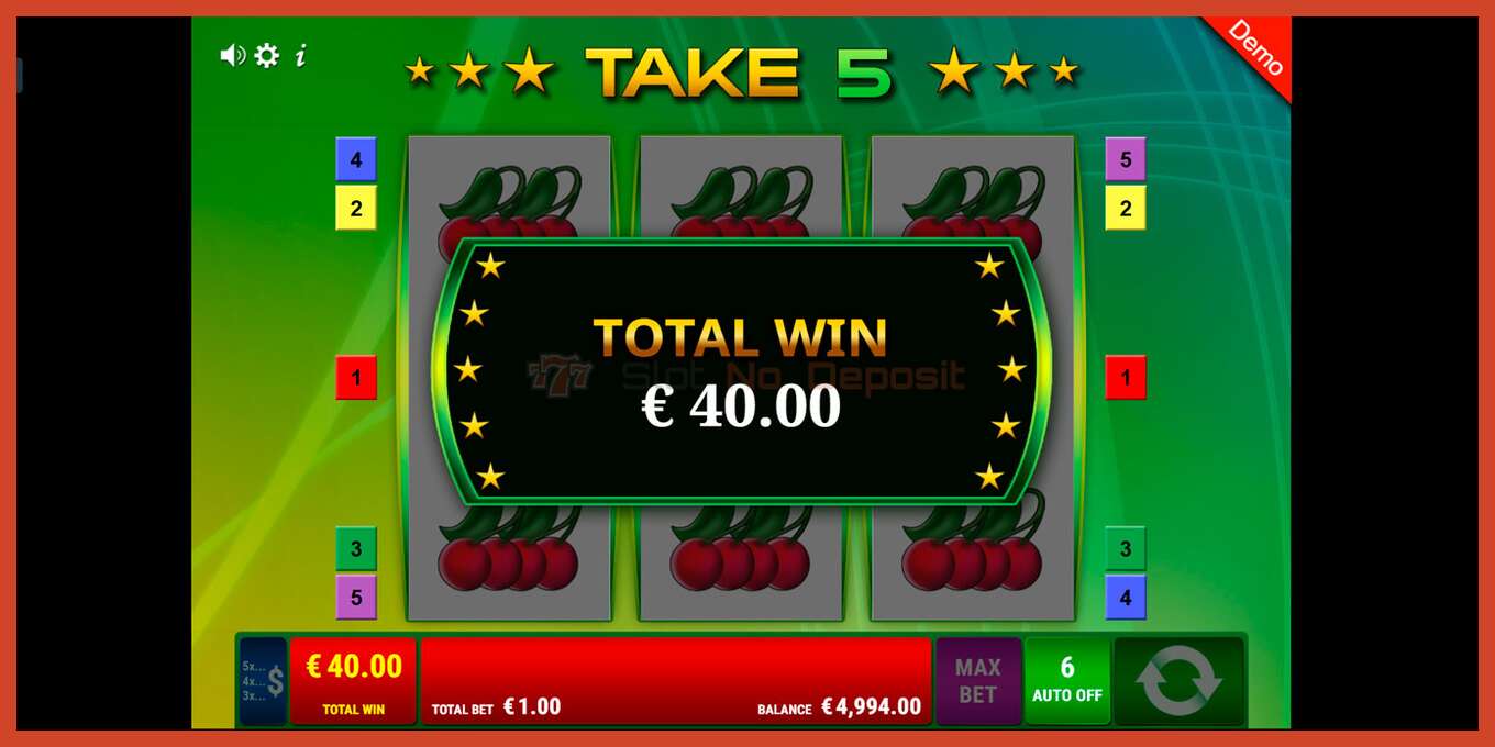 Slot screenshot: Take 5 no deposit, number - 4