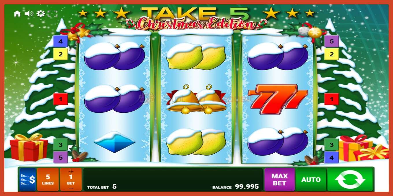 Slot screenshot: Take 5 Christmas Edition no deposit, number - 1