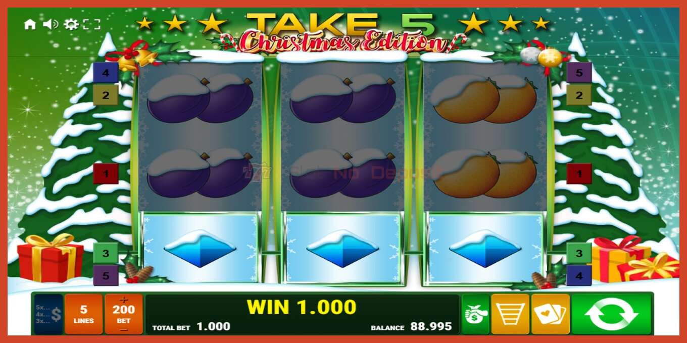 Slot screenshot: Take 5 Christmas Edition no deposit, number - 2