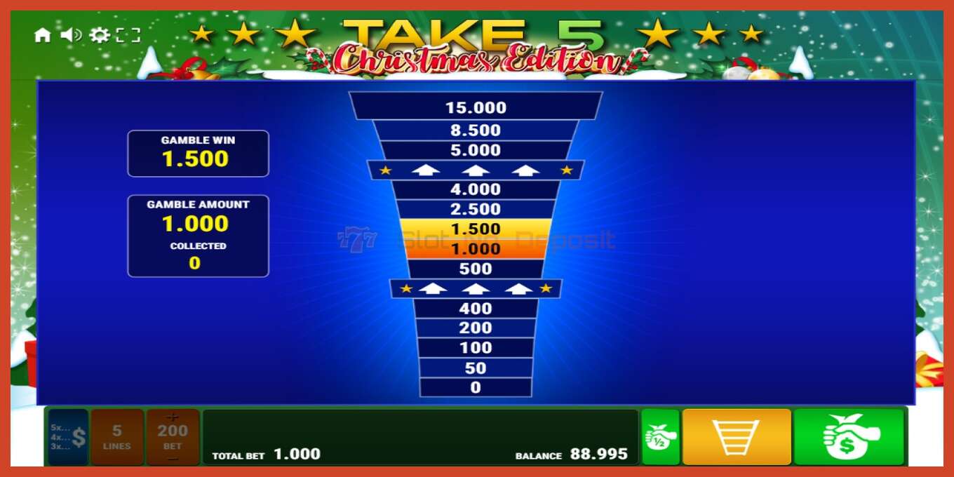 Slot screenshot: Take 5 Christmas Edition no deposit, number - 3