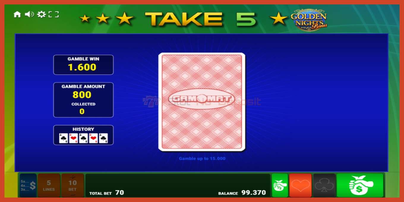 Slot screenshot: Take 5 Golden Nights no deposit, number - 3