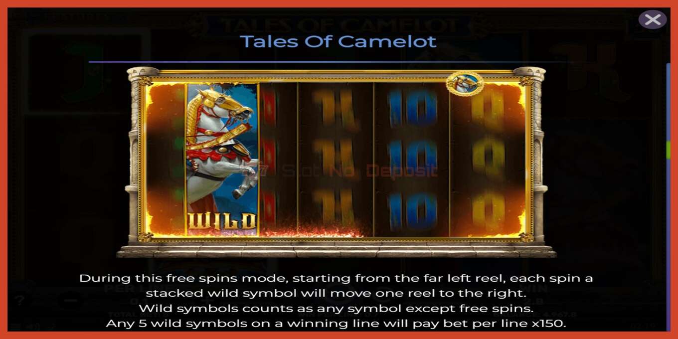 Slot screenshot: Tales of Camelot no deposit, number - 5