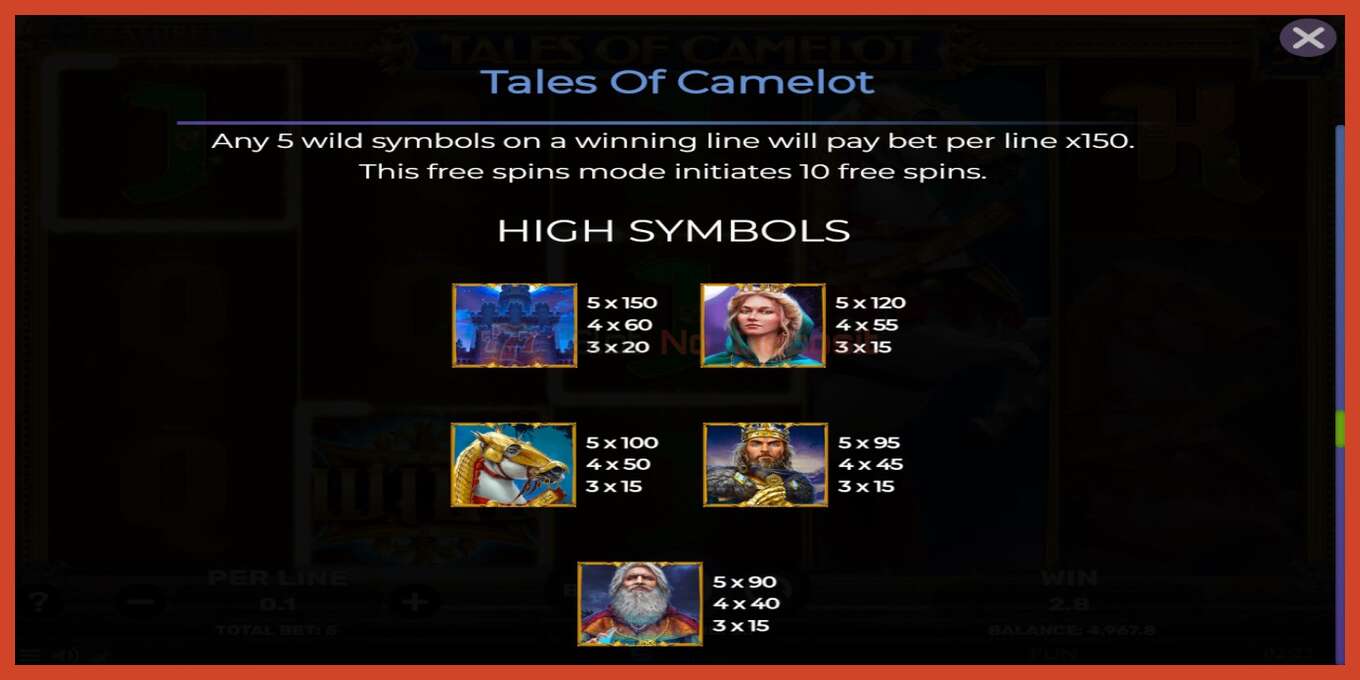 Slot screenshot: Tales of Camelot no deposit, number - 7