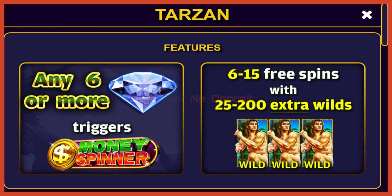 Slot скриншоту: Tarzan депозит жок, саны - 3