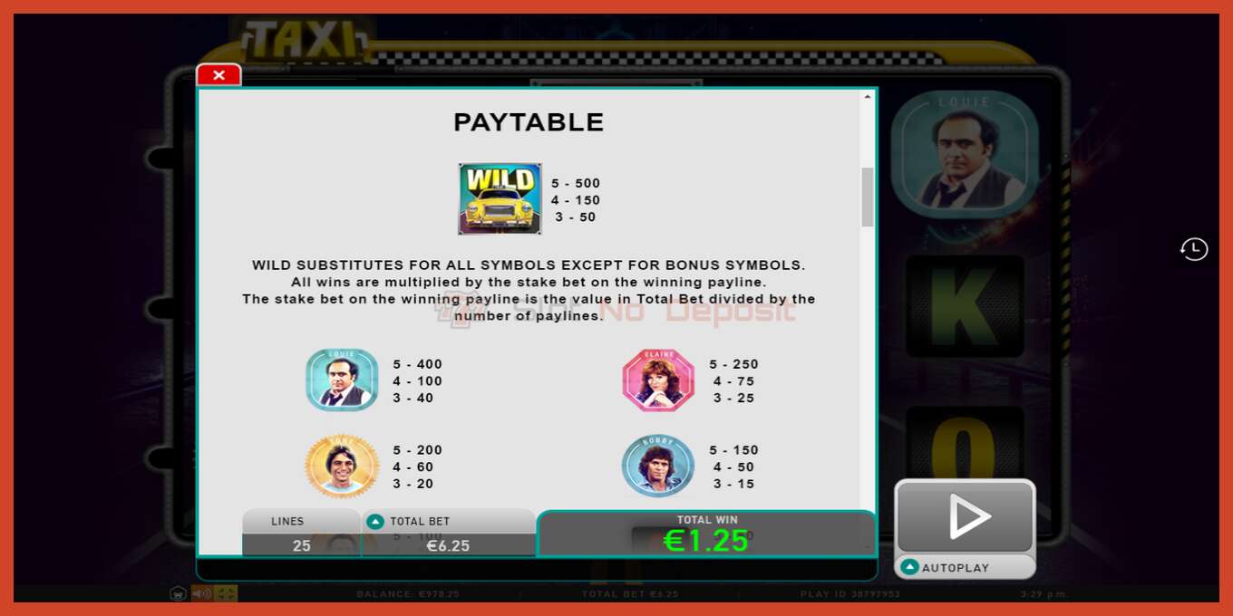 Slot screenshot: Taxi no deposit, number - 4