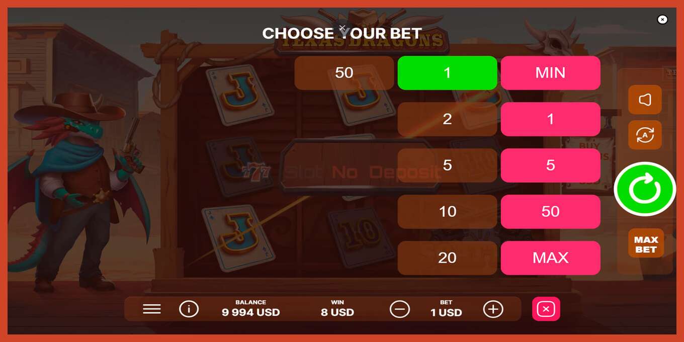 Slot screenshot: Texas Dragons no deposit, number - 7