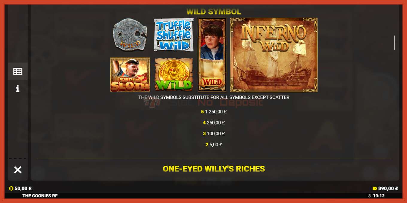 Slot screenshot: The Goonies Deluxe Rapid Fire Jackpots no deposit, number - 6