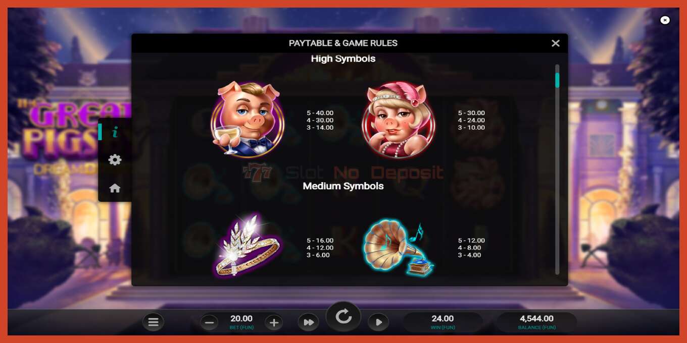 Slot screenshot: The Great Pigsby Dream Drop no deposit, number - 5